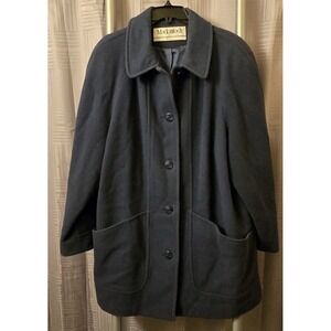 Mackintosh New England Blue 100% Wool Coat Womens Size 18 Lined Long‎ Pockets